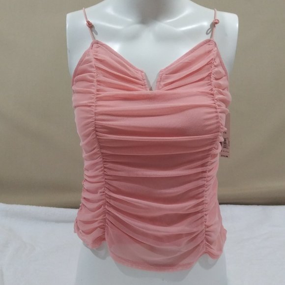 No Boundaries Juniors' Ruched Mesh Tank Top - Picture 1 of 5